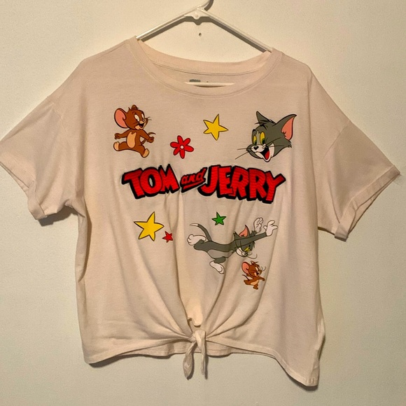 Tom and Jerry Embroidered Crop Top - Picture 1 of 6